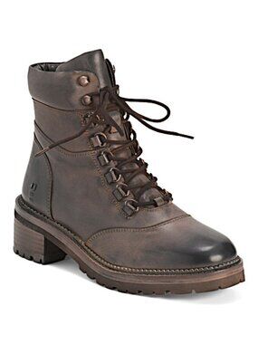 ROAN BY BED/STU Leather Packer Lace Up Booties -Black/rust-